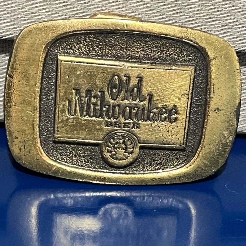 Old Milwaukee Beer Brass Belt Buckle MM Limited Chicago Vintage 80s 1980s 1983